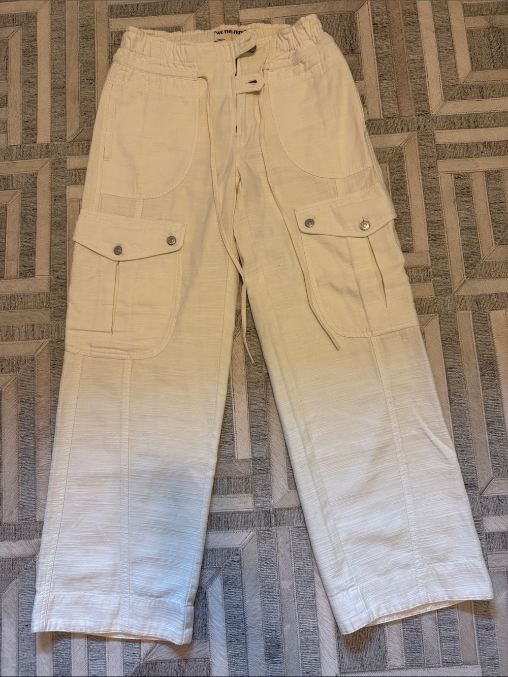 We The Free Beige/Cream Cargo Pants with Utility Pockets
